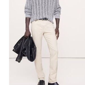 Banana Republic Travel Jean Slim Fit Chinos Pants 34x30 Cream Old Money Luxury